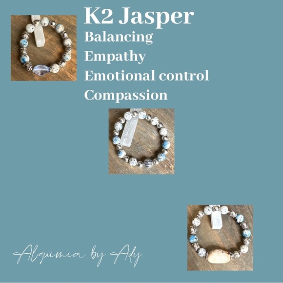 K2 jasper sphere drops long dangle earrings grounding/third eye chakra brass - Picture 4 of 5